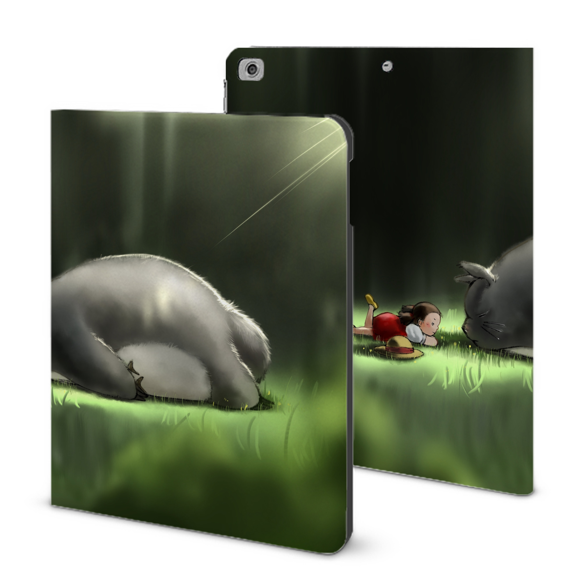 （画像用） となりのトトロ 草壁メイ 草壁サツキ My Neighbor Totoro Satsuki Kusakabe Mei Kusakabe IPad ケース ブック型 PUレザー TPU 耐衝撃 軽量 薄型 ペン収納なし 全面保護 IPad 各モデル対応